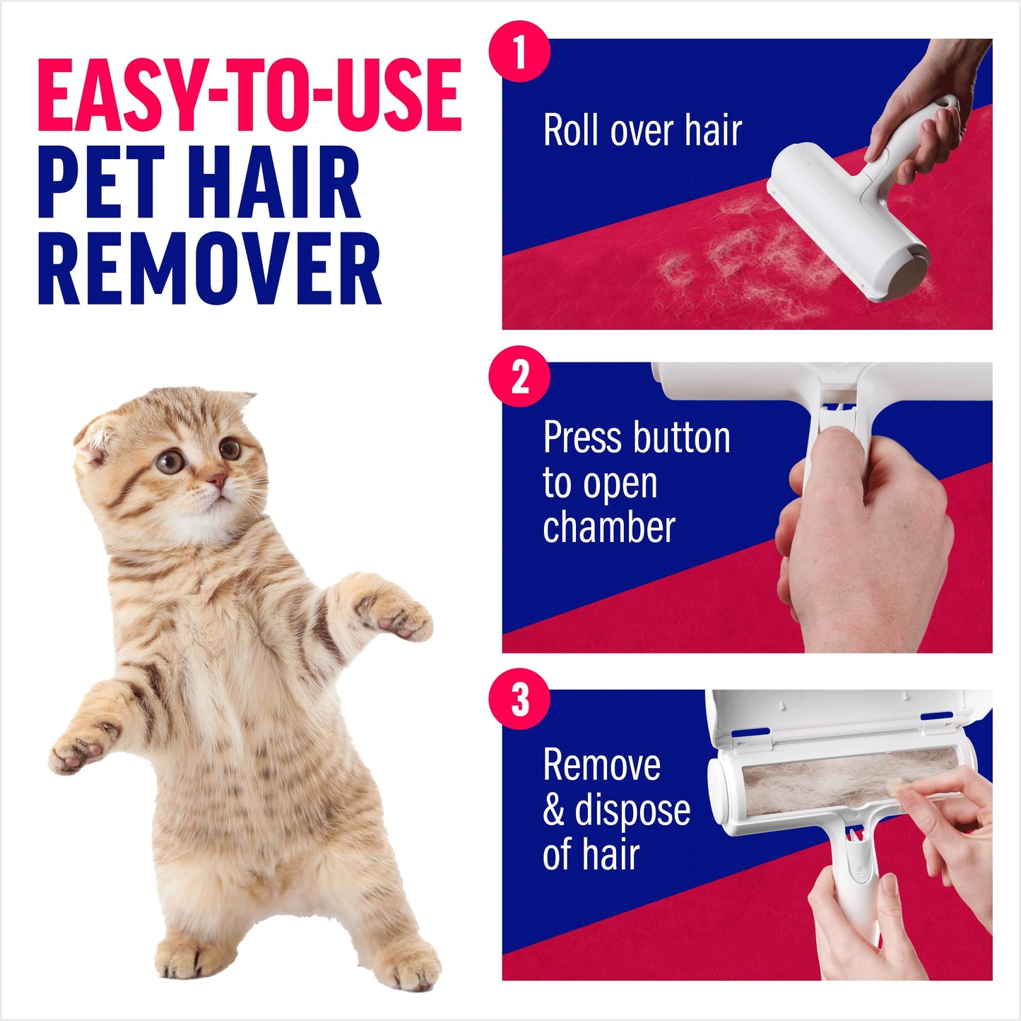 Chom Chom Roller Pet Hair Remover and Reusable Lint Roller - Cat and Dog Hair Remover for Furniture, Couch, Carpet, Clothing and Bedding